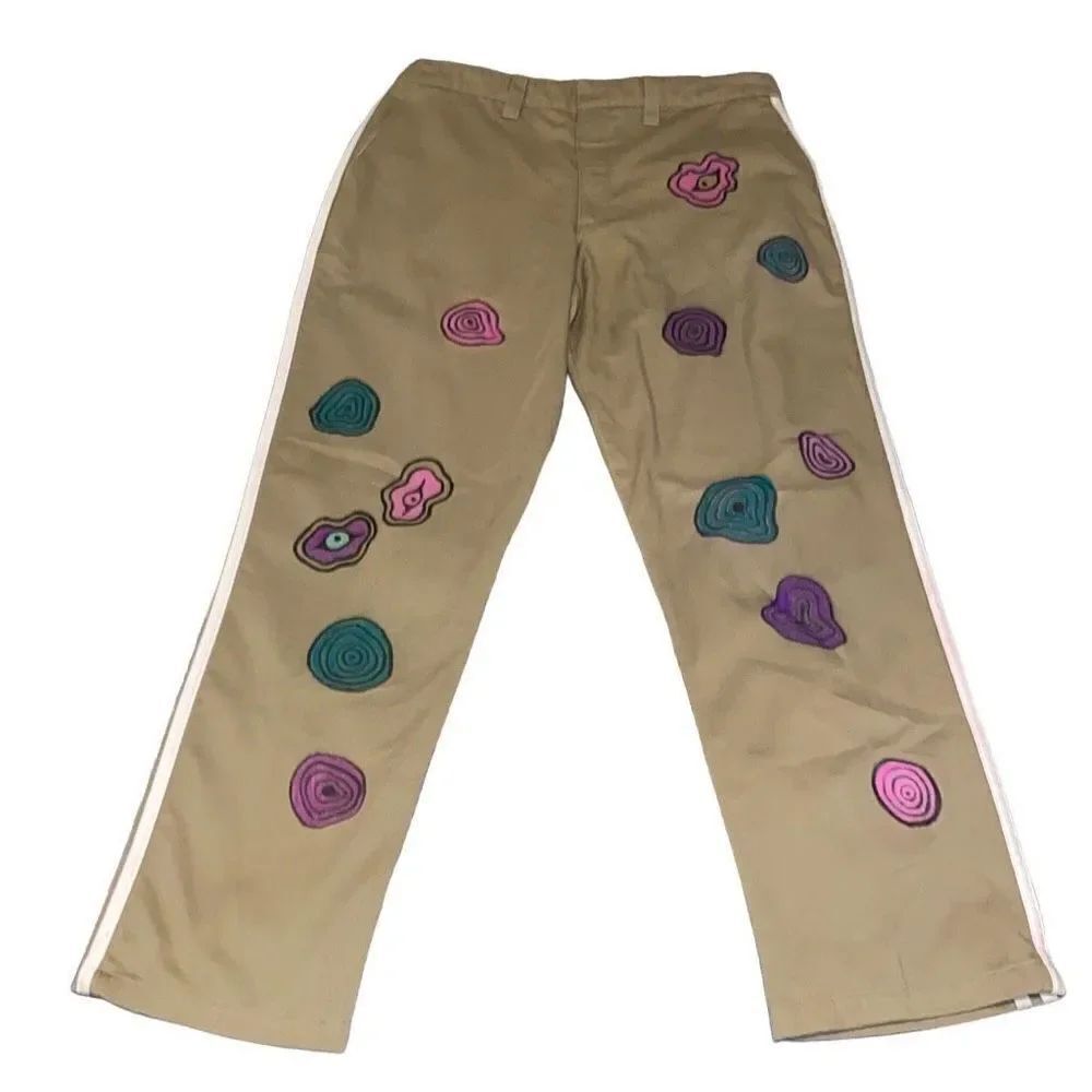 Adidas Used OOAK Hand Painted Custom Skater Grunge Punk Psychedelic Pants 31x32